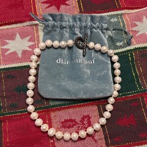 Dian Malouf Pearl Necklace with Silver Clasp